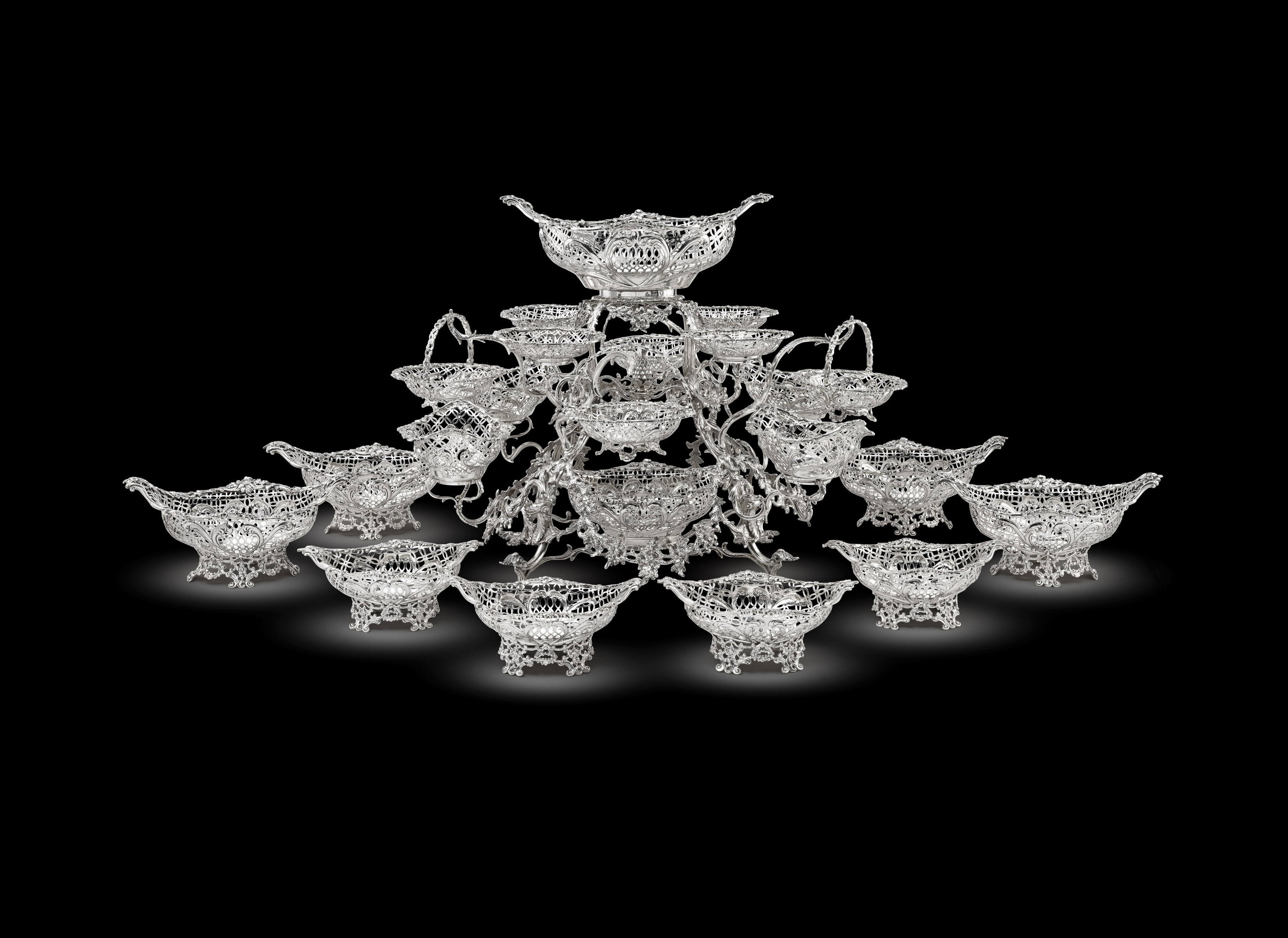 A Victorian Fourteen Basket Epergne